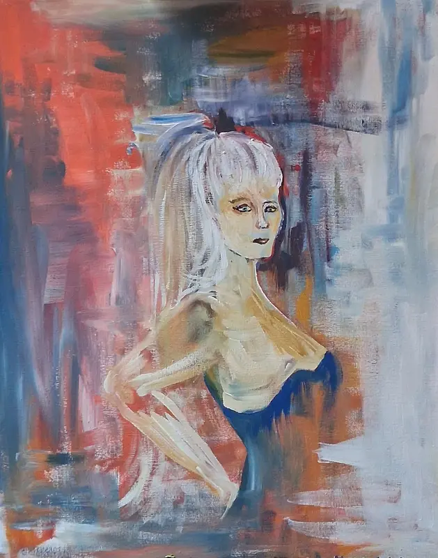 Akrylmålning Showgirl av Lisa Brunelius