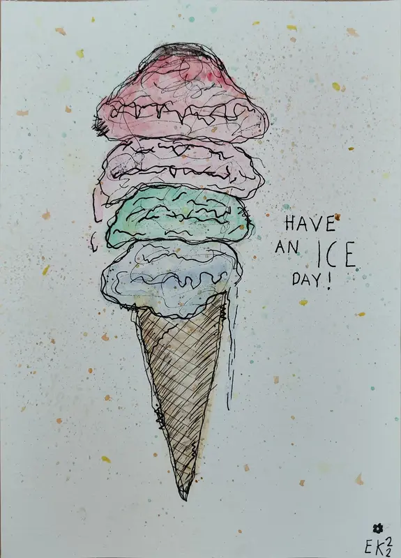 Akvarell An Ice day av Eli Karmbäck