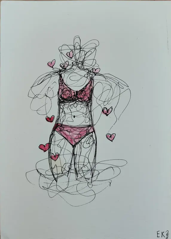 Akvarell Valentine's body av Eli Karmbäck