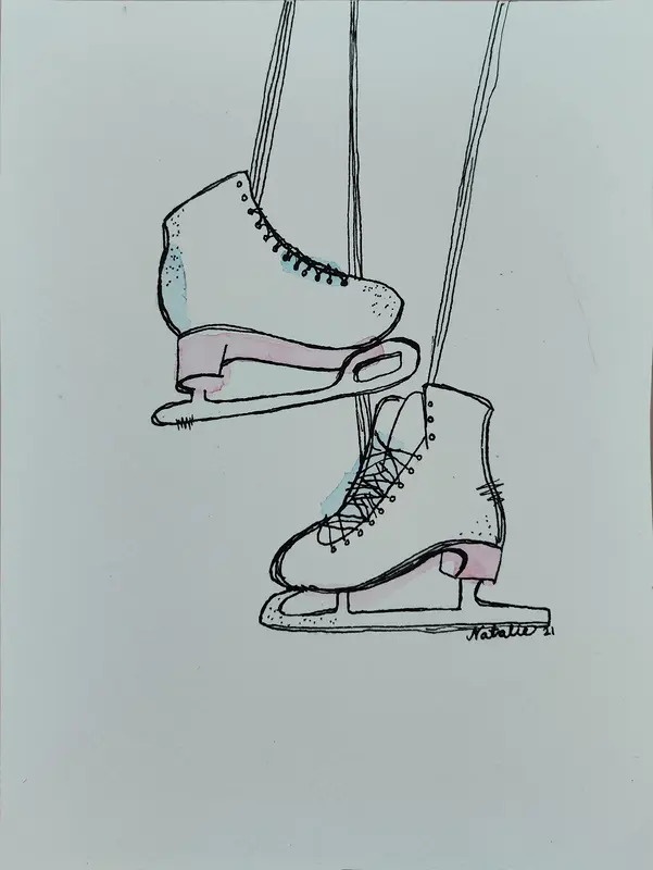 Akvarell Skater's love av Eli Karmbäck