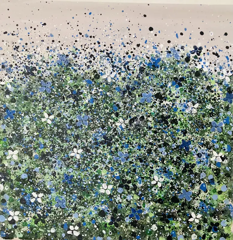 Akrylmålning Blå småklöver av Elle F