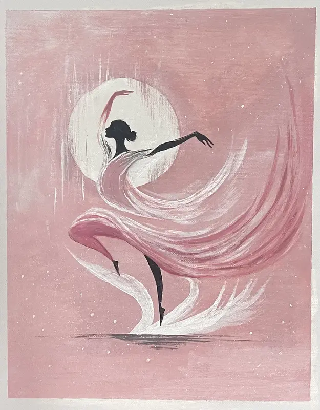 Akrylmålning Floating Swan av Rimi Sab