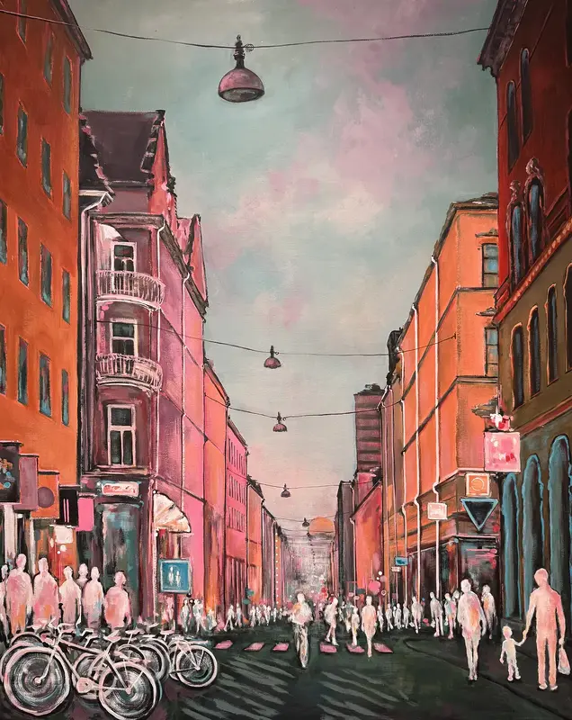Akrylmålning Götgatan av Matilda Skoglund