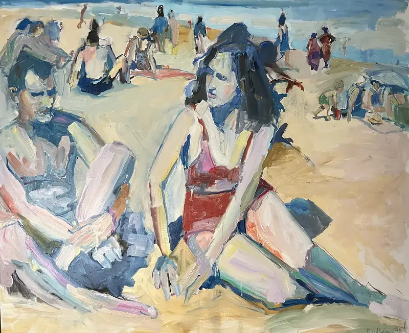 Oljemålning R.W och Britta ögonblick av närvaro av Pia Hällström