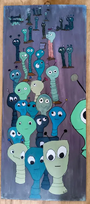 Akrylmålning "Den stora folkvandringen"vers.2 av Eva Andersson