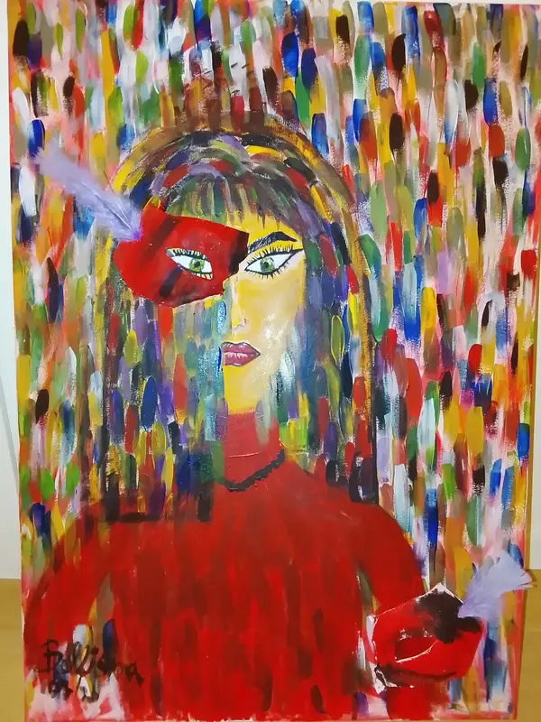 Akrylmålning Who am I - The mask av Bellisima S