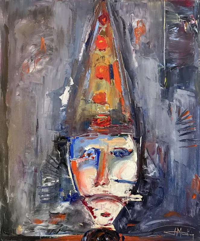 Oljemålning Pierrot av Joao Medina
