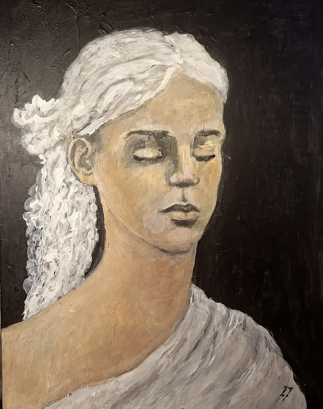 Akrylmålning Porträtt 7x av Josefin Johansson Skulptur