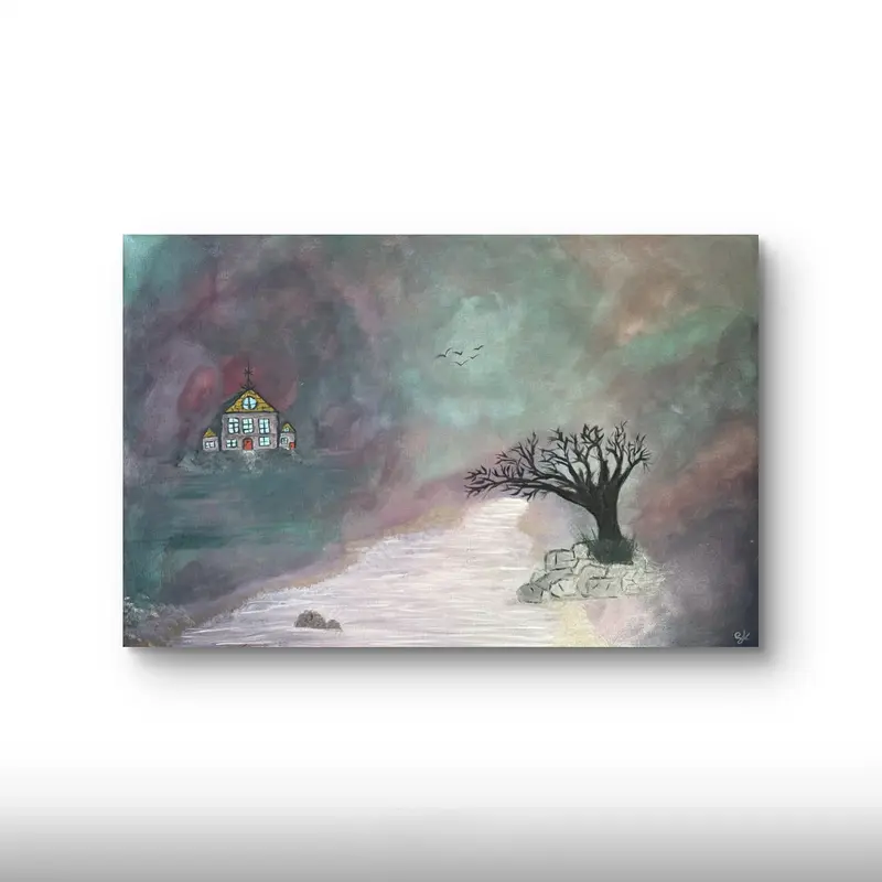 Akrylmålning Silent Solitude av Safa Khalaf