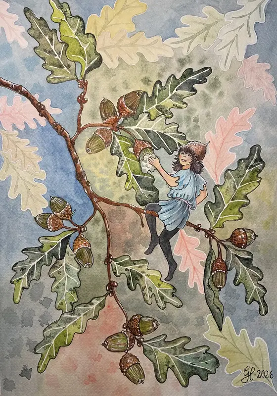 Akvarell Städdag i skogen av Gunilla Hultman