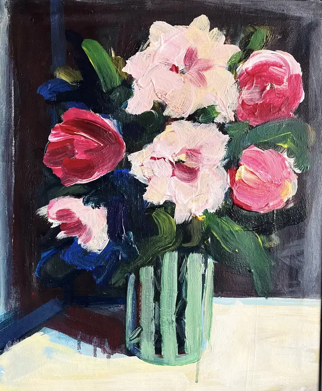 Akrylmålning Rosa blomma av Elisa Pålsson