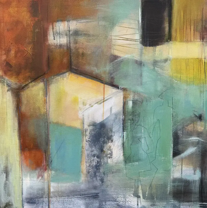 Akrylmålning Ny 80x80 av Catharina Bauer