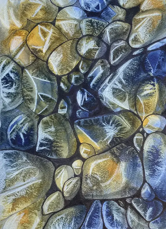 Akvarell Sticks and stones No. 1 av Anna Lundin