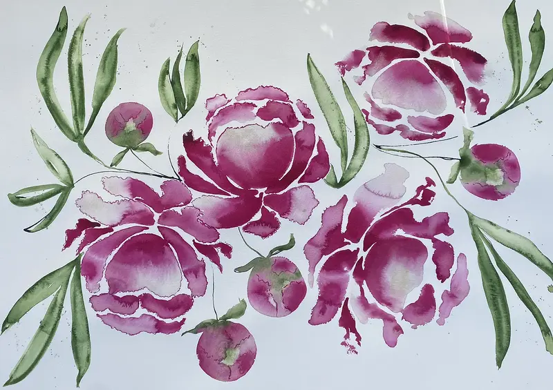 Akvarell Pink Peonies Large av Anna Lundin