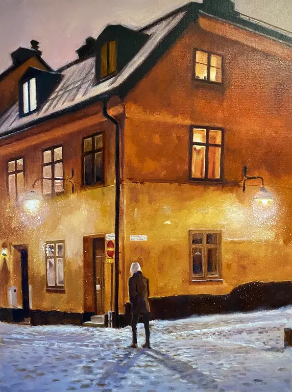 Oljemålning På väg hem av Jörgen Winberg
