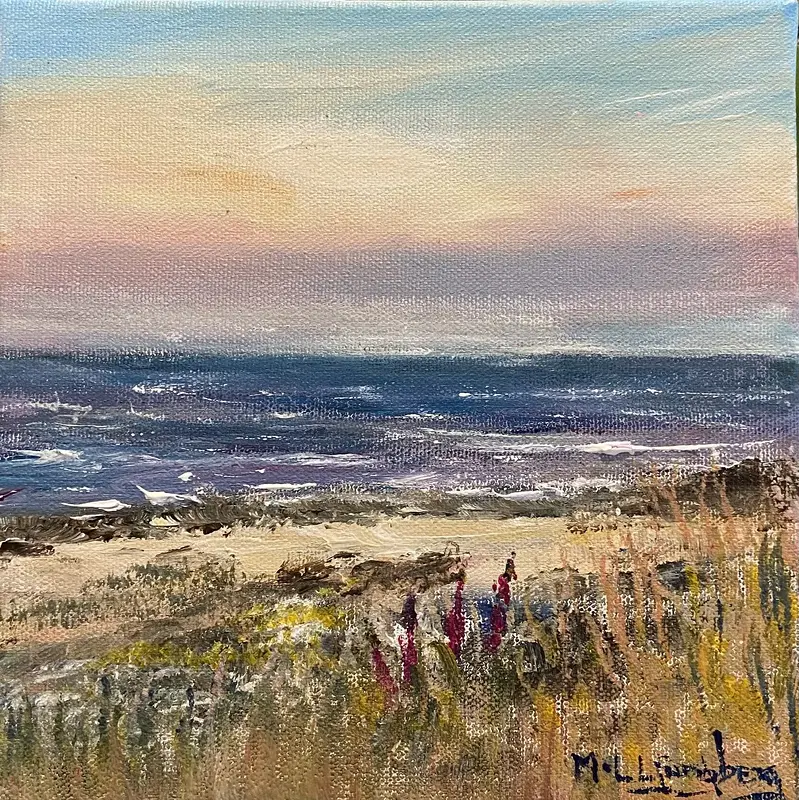 Akrylmålning Kvällsljus vid havet av Marie-Louise Ljungberg