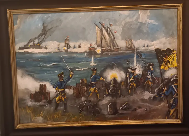 Akrylmålning Från Hisingens strand. av Karolinermålaren Malmgren