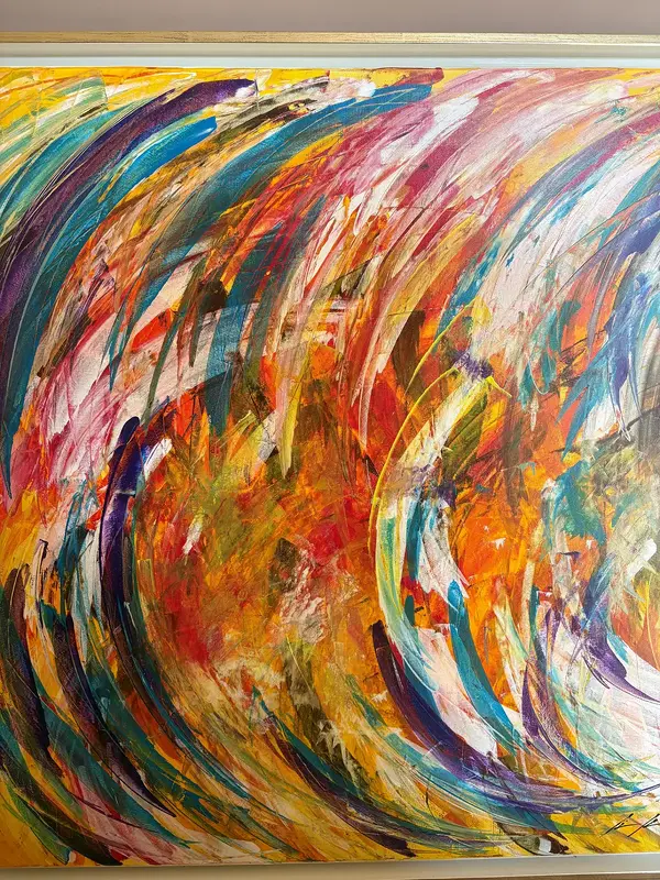 Oljemålning Kim Bo Jensen – “Just a Stroke” No. 20, olja, 106 x 106 cm av ANN KRISTIN SANDER