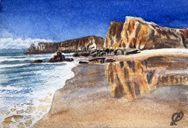 Akvarell Algarve av Christina Lilith Art