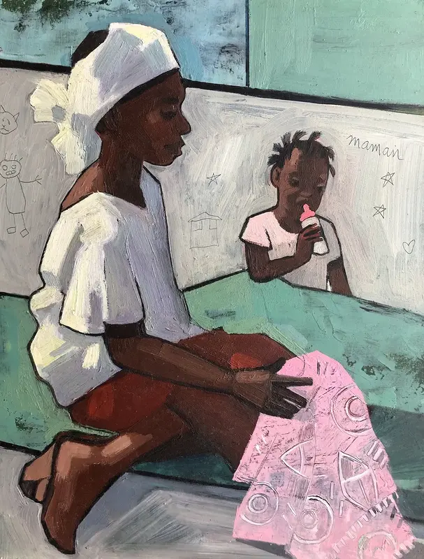 Oljemålning Mère et fille av Georgina McIntyre Malou