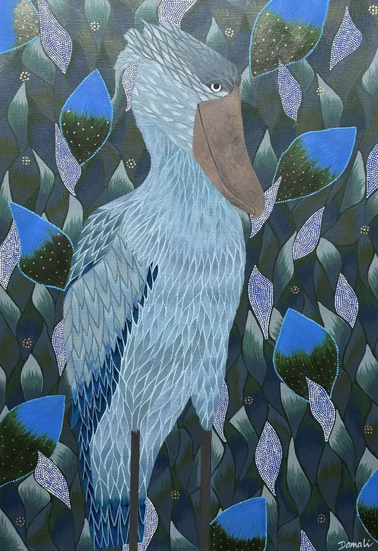 Akrylmålning Träskonäbb av Art By Damali