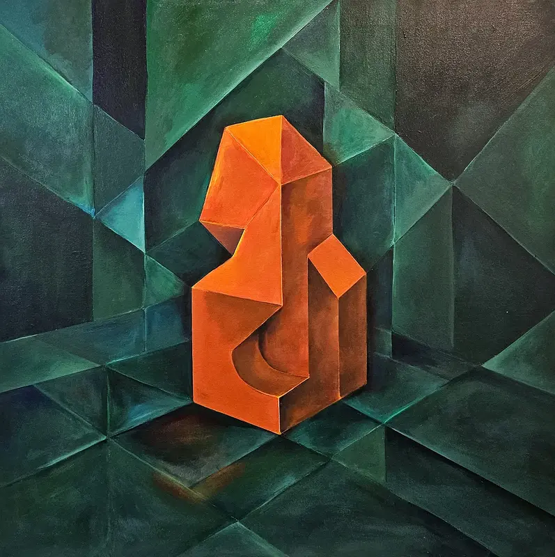 Oljemålning Monoarchsum - geometry of the soul av Natia Ellelund