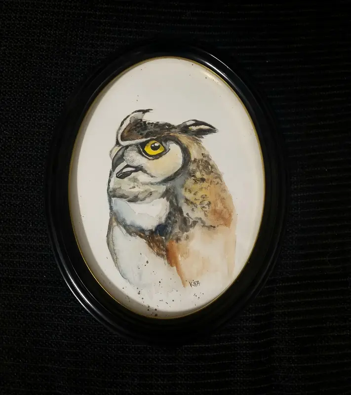 Akvarell Ugglan av Kiba Gustafsson