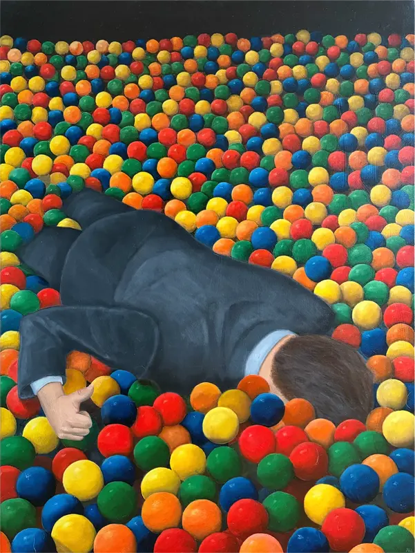 Oljemålning Nothing to see here av Alexander Ingvar