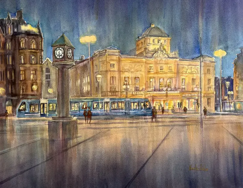 Akvarell Dramaten av Nadja Helin