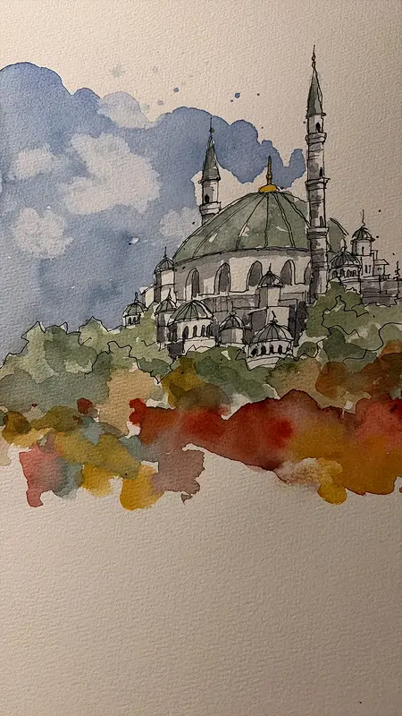 Akvarell Istanbul minnen av Muittin Rauf