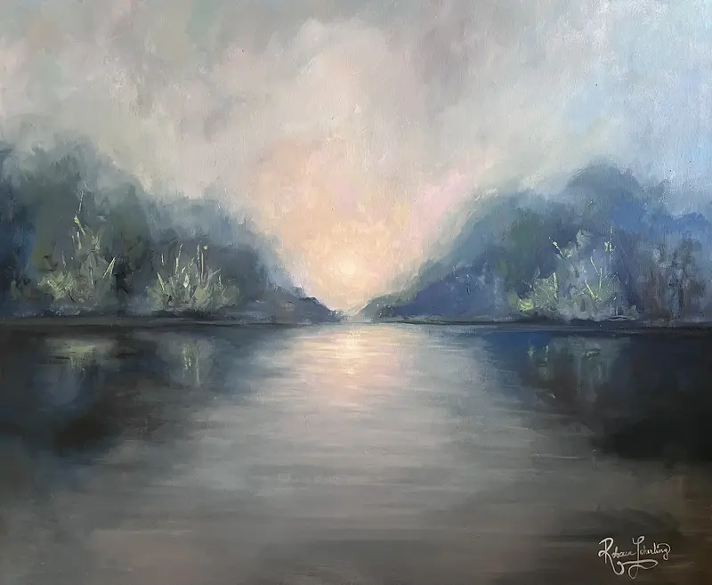 Oljemålning Meet me in the storm av Rebecca Scherling