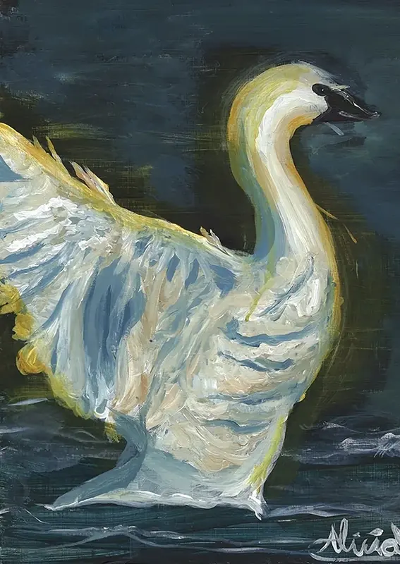Akrylmålning Swan Lake av Alicia Savås Lindstedt