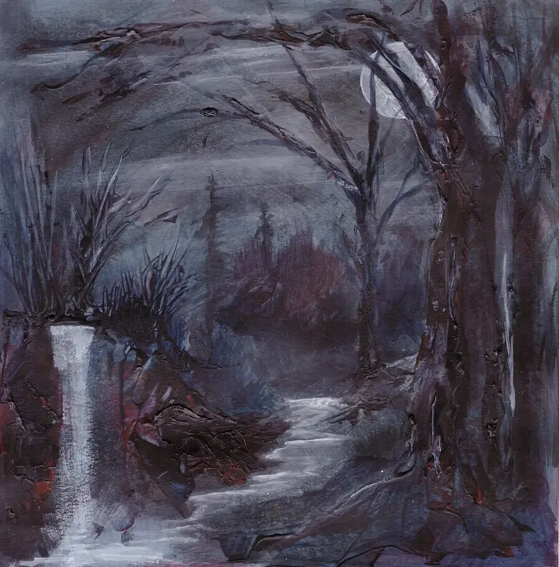 Akrylmålning Moonlit forest 1 av Roger Eriksson