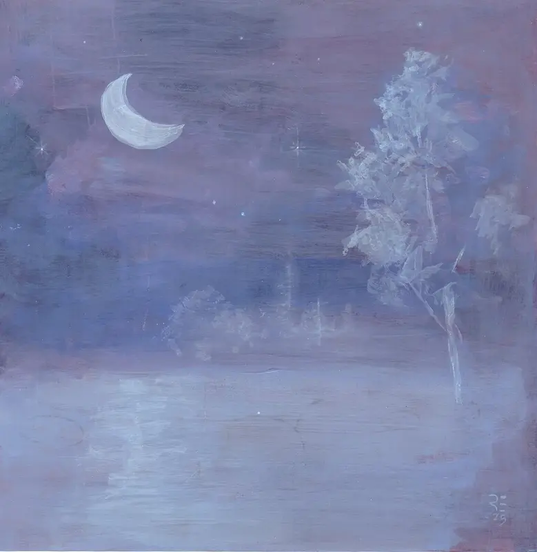 Akrylmålning Midnight. Moonlight. Mist. av Roger Eriksson