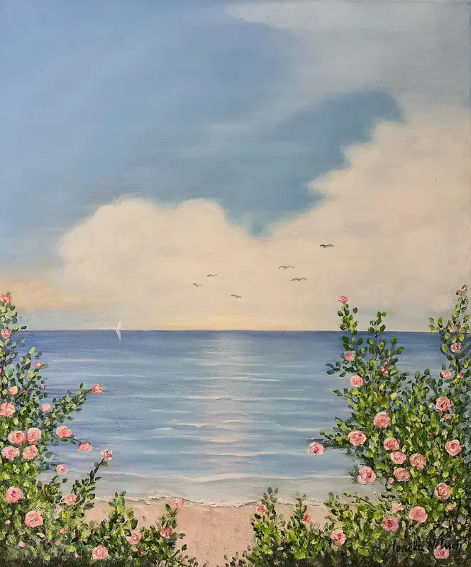 Oljemålning Sommar vid havet av Monika Nilsson