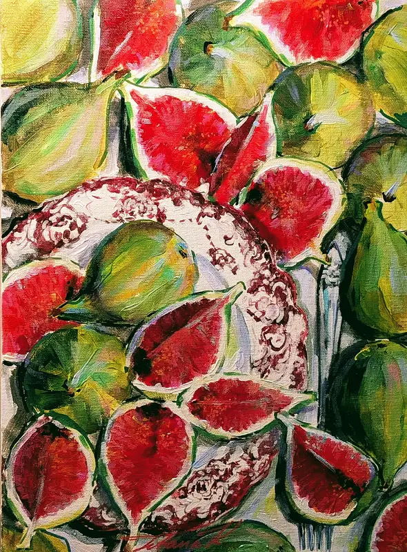 Akrylmålning Fresh figs 1 av Tetiana Kozhushko