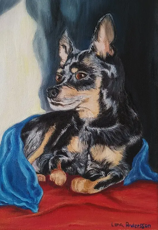 Oljemålning Fido av Lena Andersson