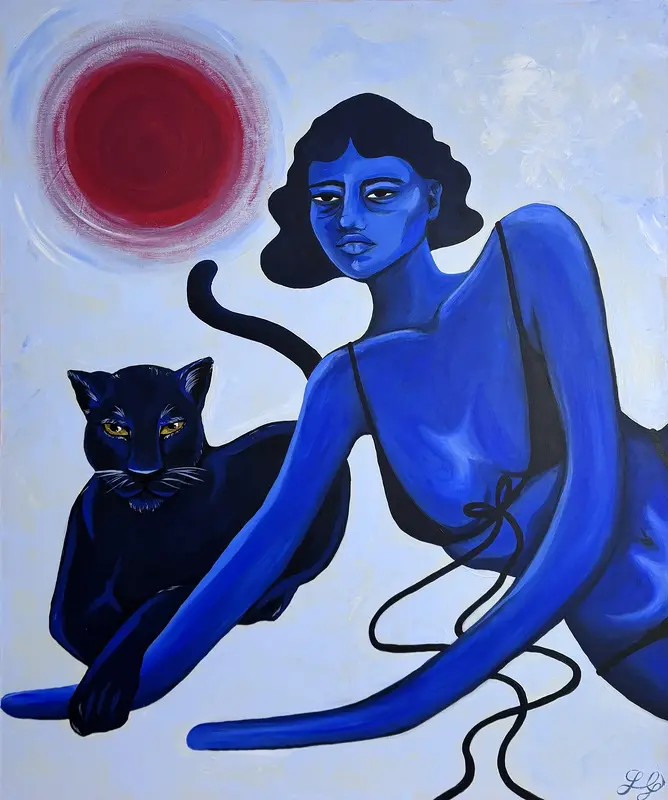 Akrylmålning Blood moon blues av Lova Gahlin
