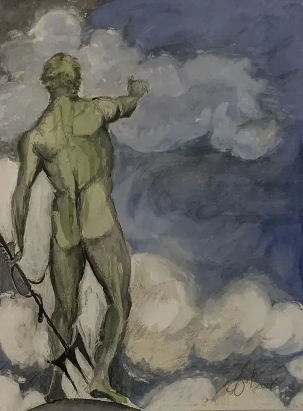 Akvarell Ancient Watergod av Carlyle Minnaar