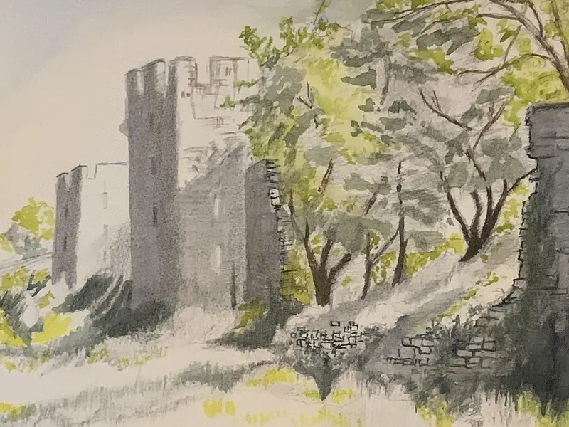Akvarell Visby outside wall av Carlyle Minnaar