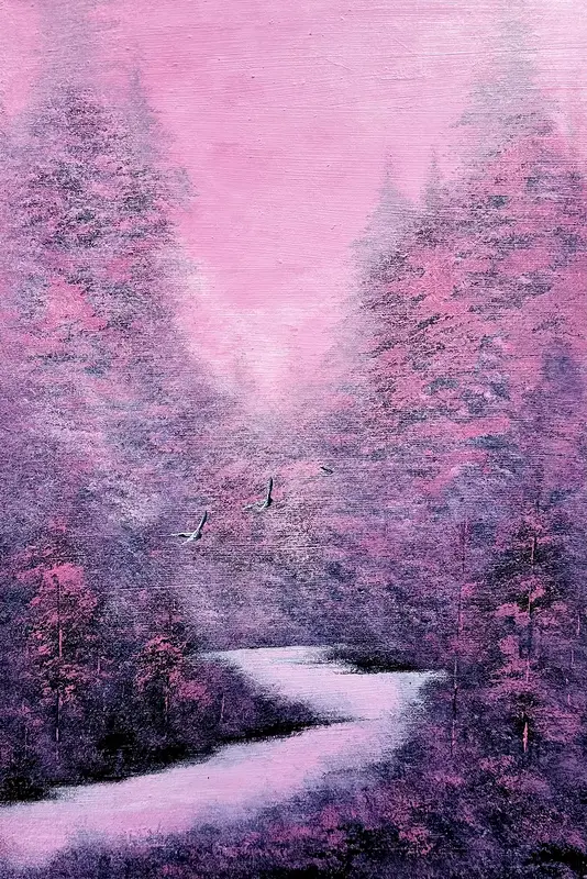 Akrylmålning En värld i rosa av Stefan Ståhl