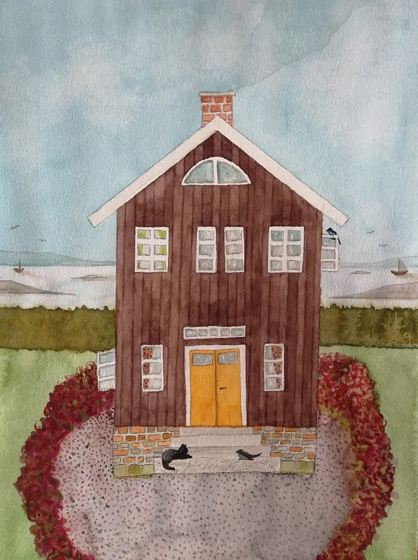 Akvarell Skärgårdsliv av Anette Arkbring