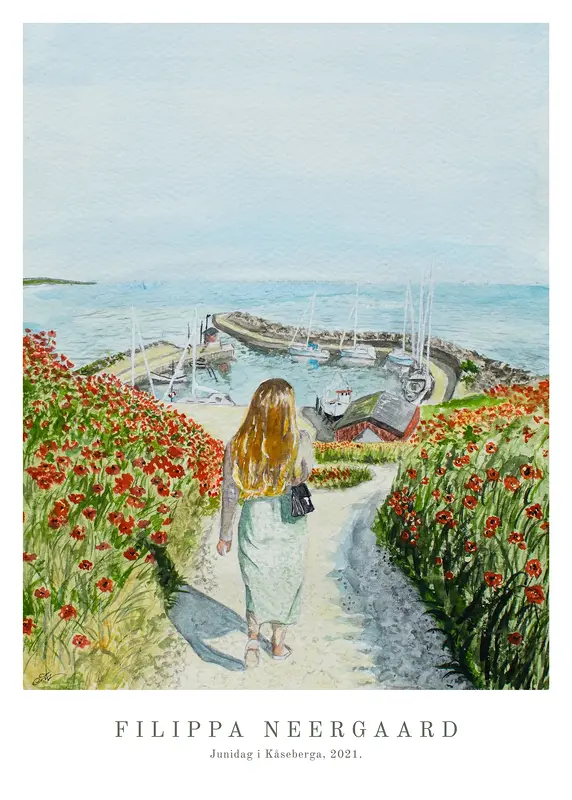 Akvarell Junidag i Kåseberga av Filippa Neergaard