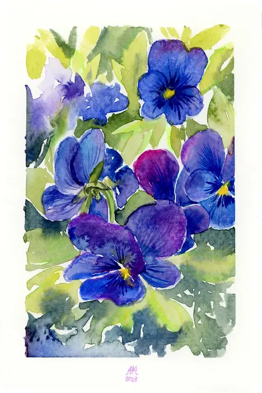 Akvarell Wild Violet av Anastasiia Mazeina