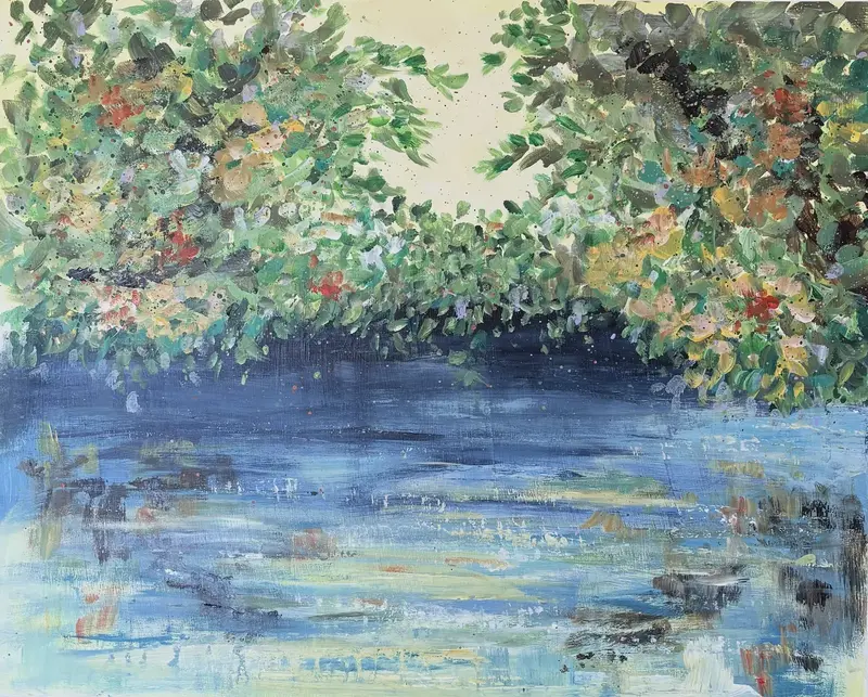 Akrylmålning River canopy av Birgitta Andersson