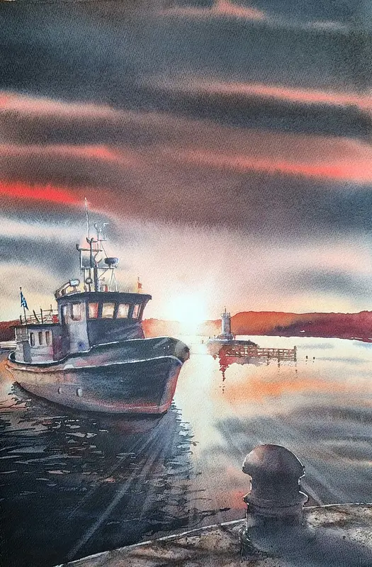Akvarell Mölle av Mikael Berglund