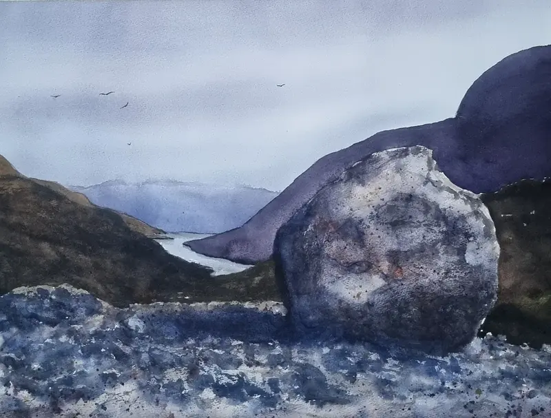 Akvarell Jotunheimen av Mikael Berglund