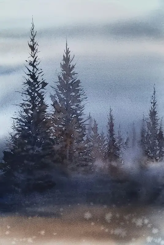 Akvarell A forest av Mikael Berglund