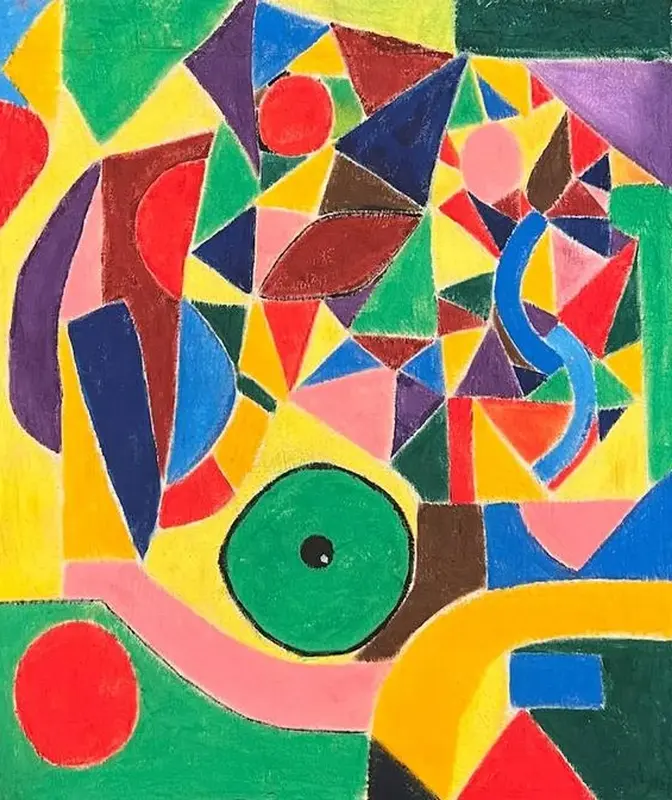 Akrylmålning Geometric Dance – av Mary G. av Maryam Gomizi