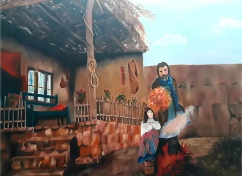 Oljemålning The Hearth of Heritage – av Mary G. av Maryam Gomizi